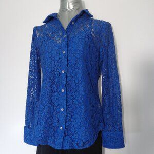 J. Crew Women's Button Up Blue Lace Long Sleeves' Shirt & Tank‎ Top Set Size 6